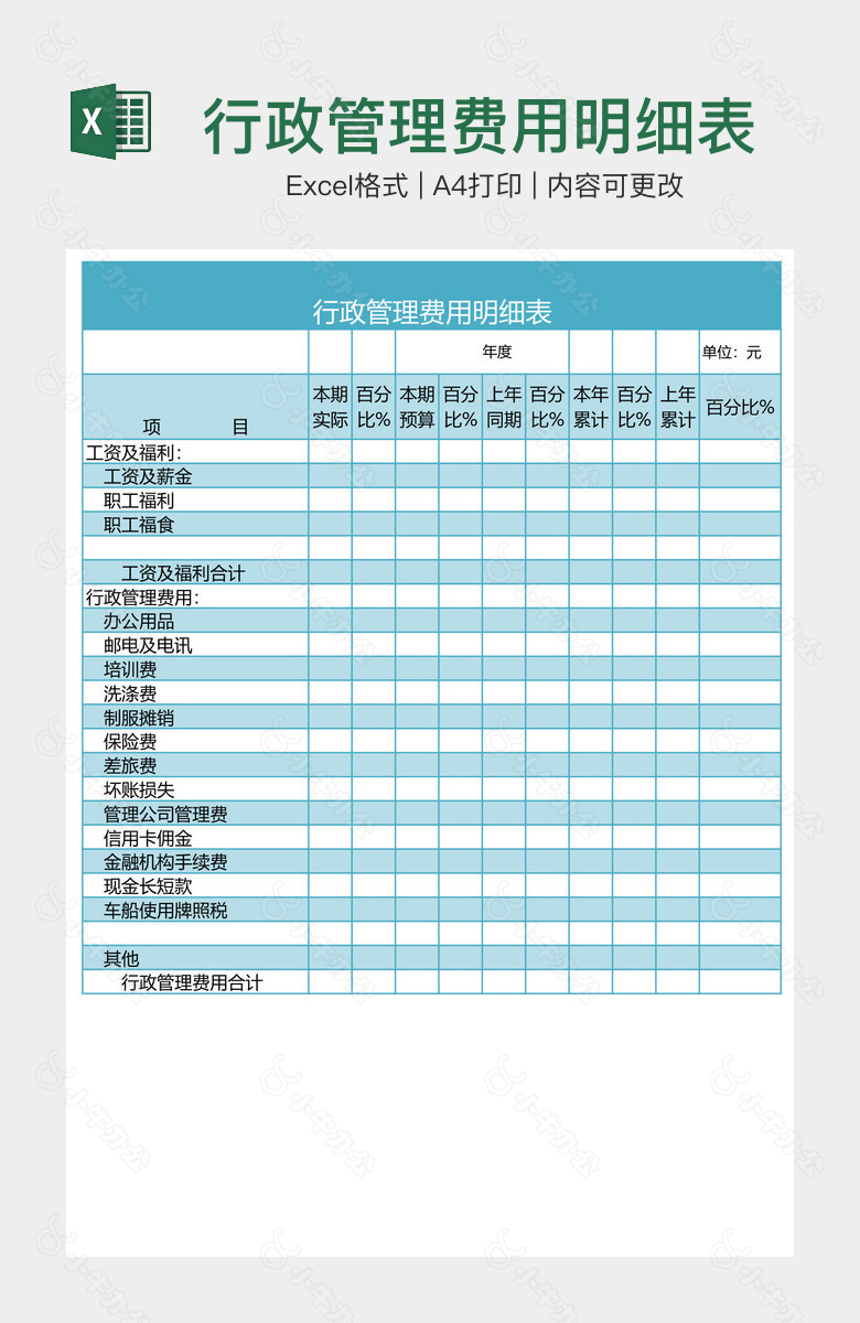 行政管理费用明细表