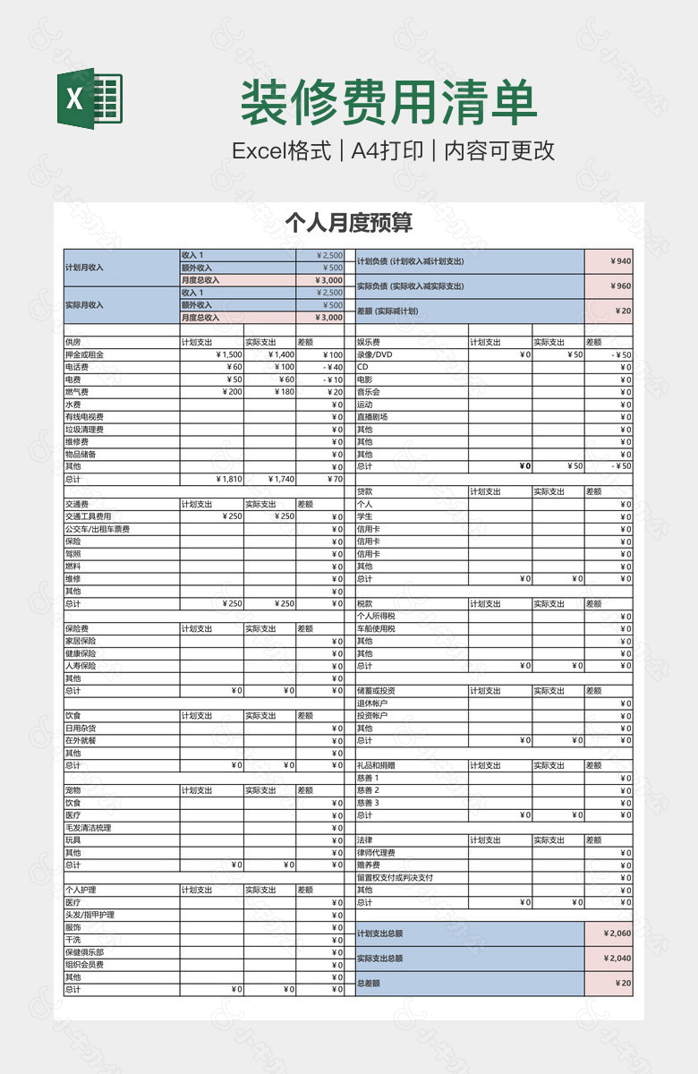 装修费用清单