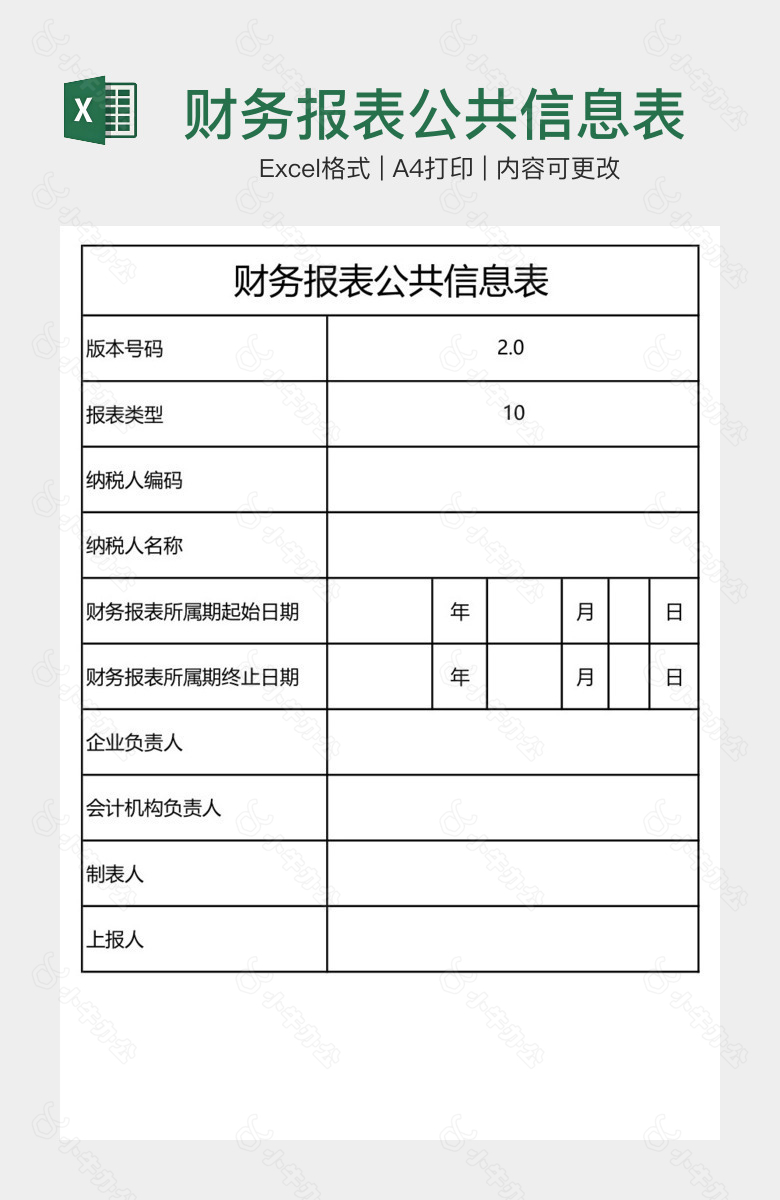 财务报表公共信息表