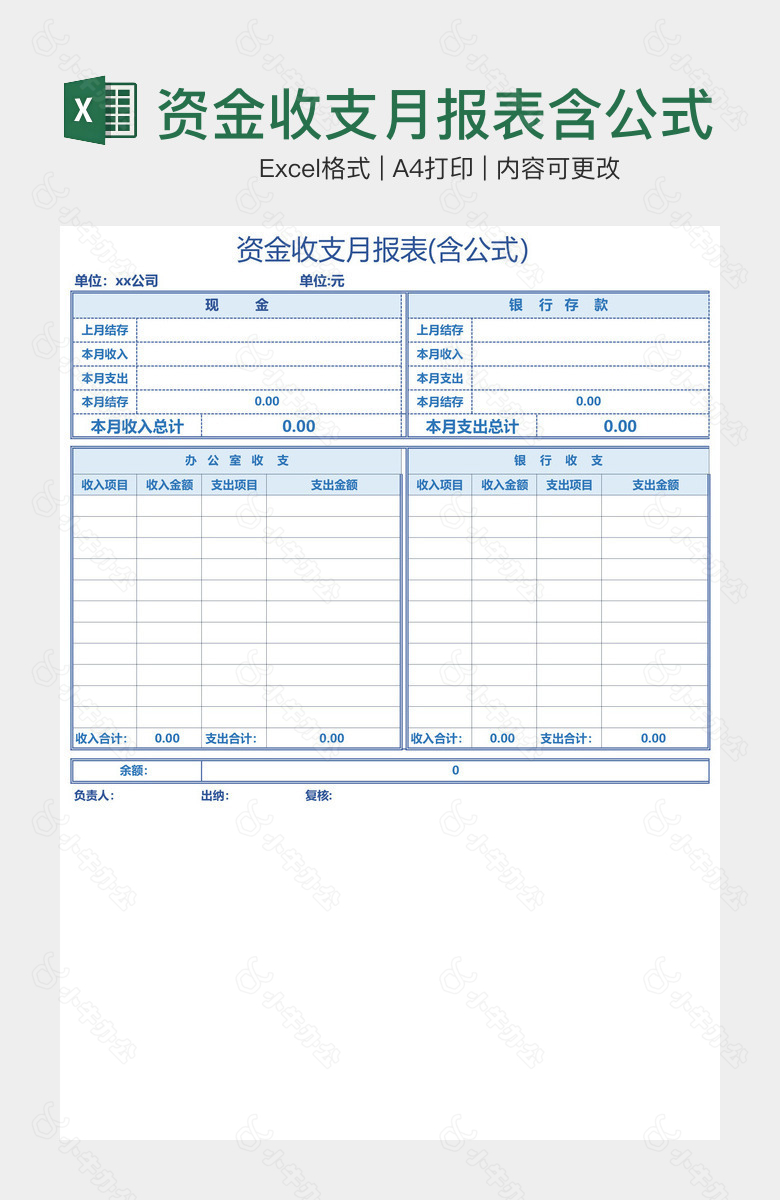 资金收支月报表含公式