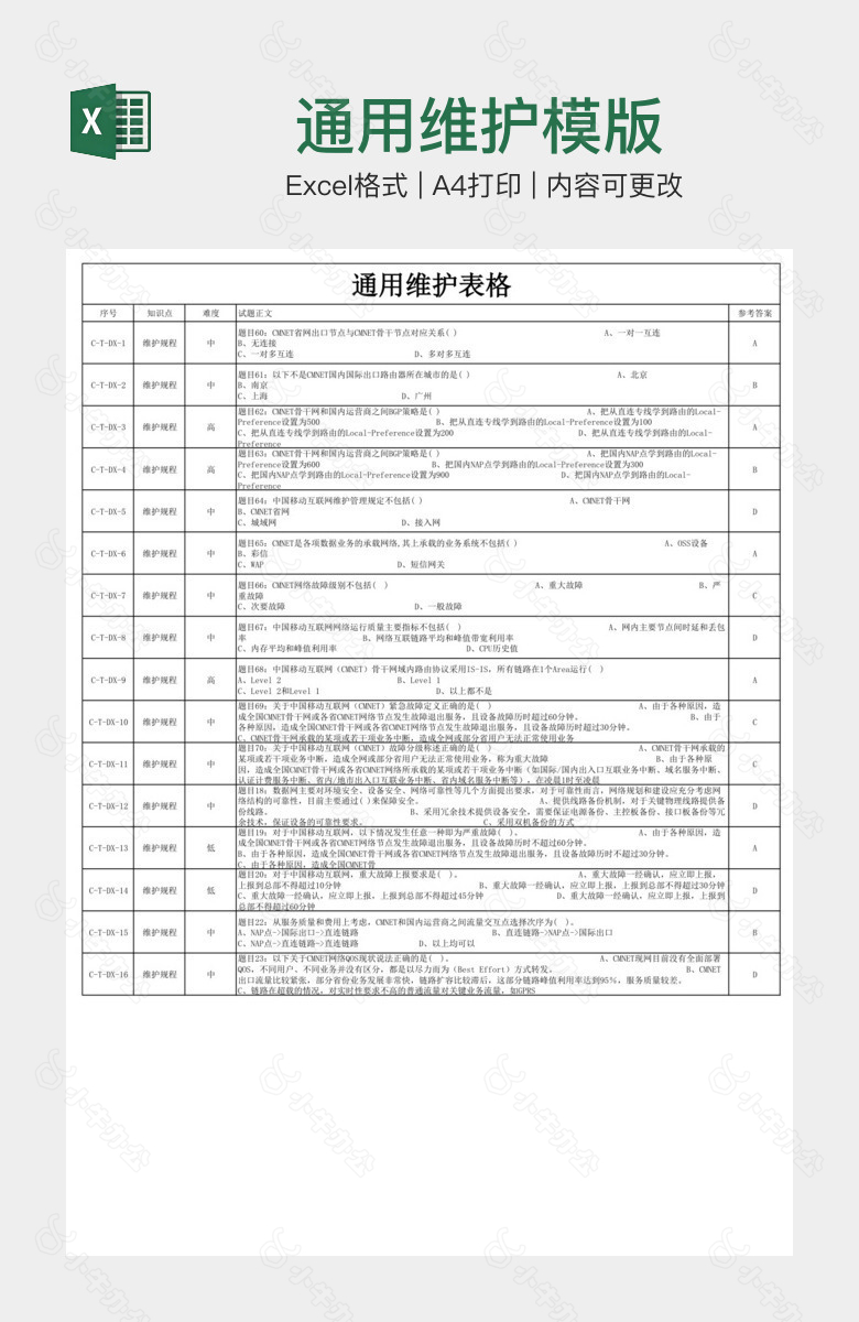 通用维护模版