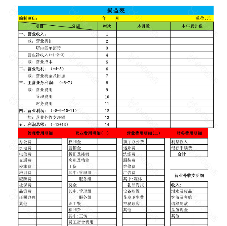 酒店财务会计报表no.2