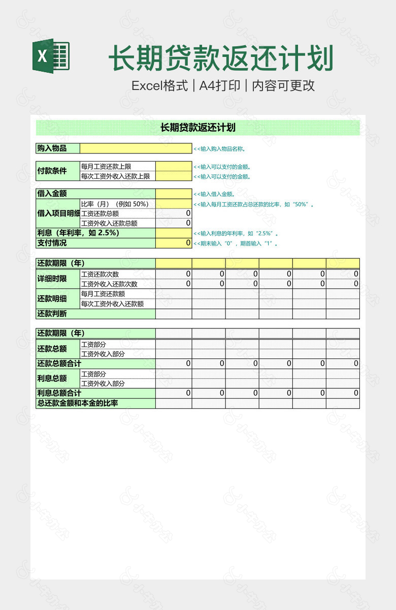 长期贷款返还计划