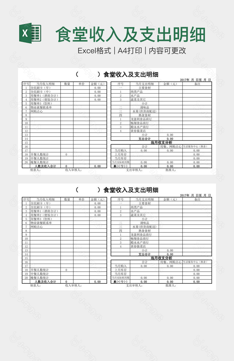 食堂收入及支出明细