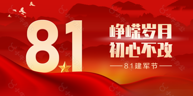 红色81建军节峥嵘岁月初心不改展板