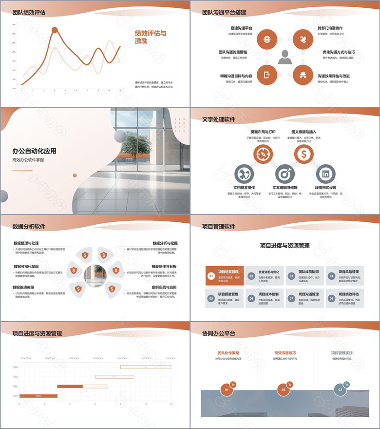 橙白现代行政助理PPT模板no.3