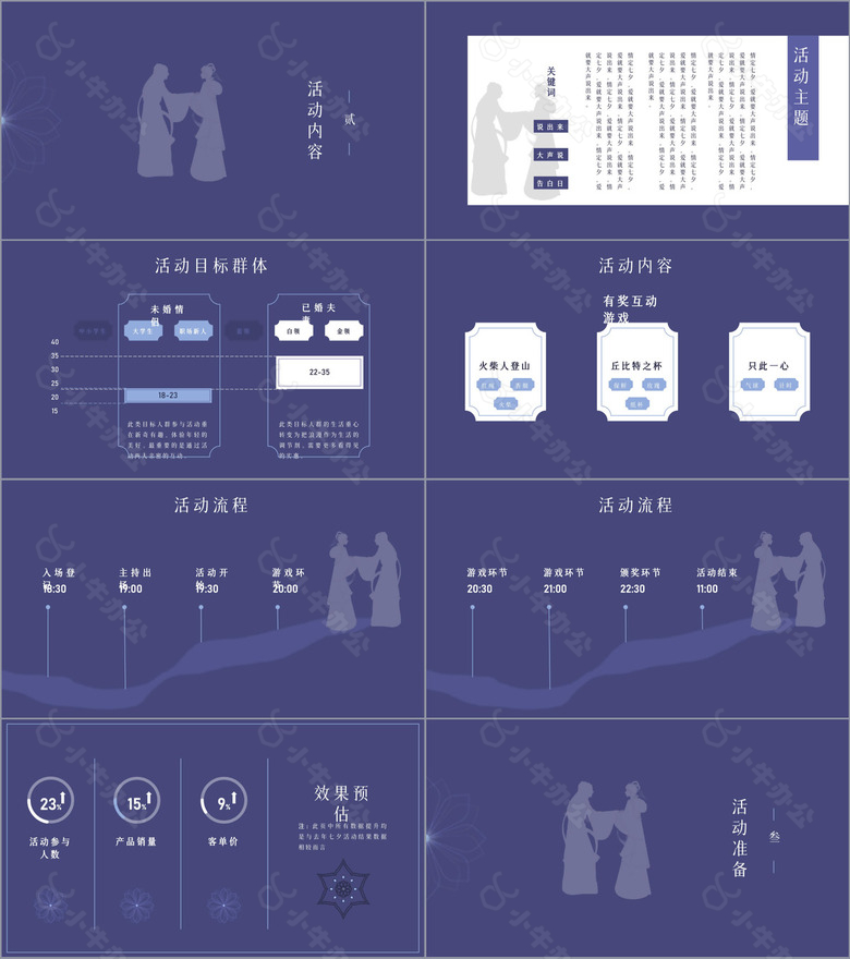 深蓝古典国风七夕营销活动策划案PPT模板no.2
