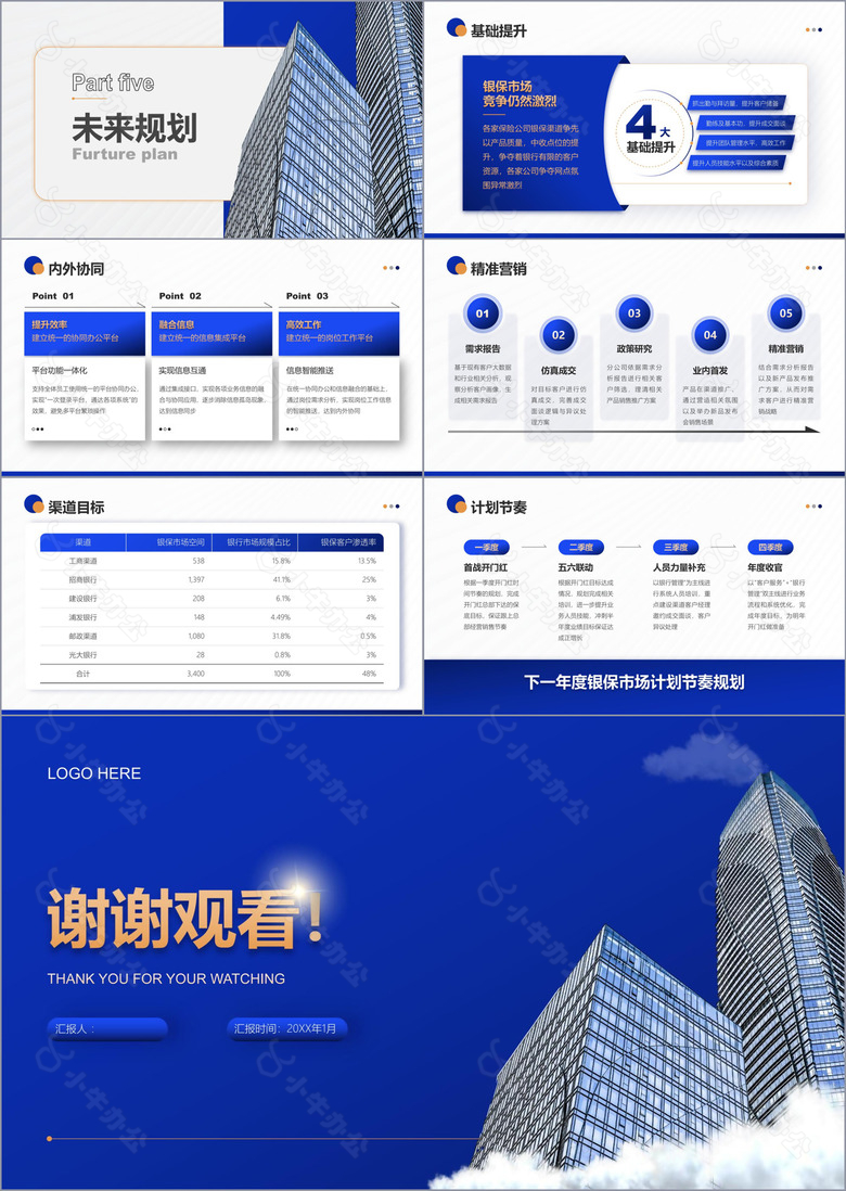 深蓝商务风年终工作总结PPT模板no.4