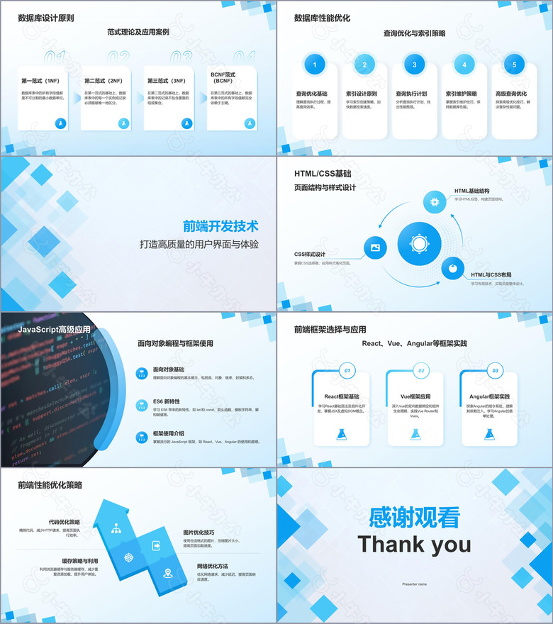 蓝色几何风IT互联网——技术与工具培训PPT模板no.3