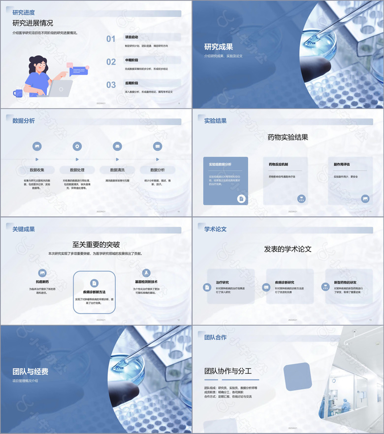 蓝色商务现代医学研究项目总结PPT模板no.2