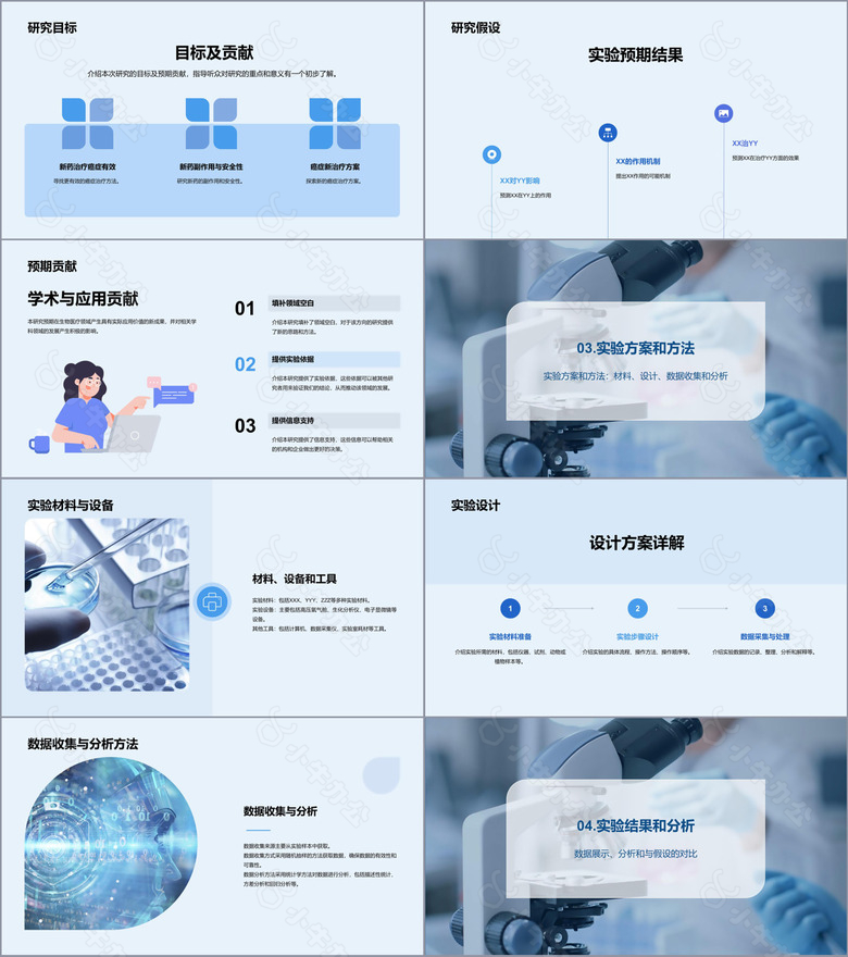 蓝色商务现代生物医疗课题研究报告PPT模板no.2