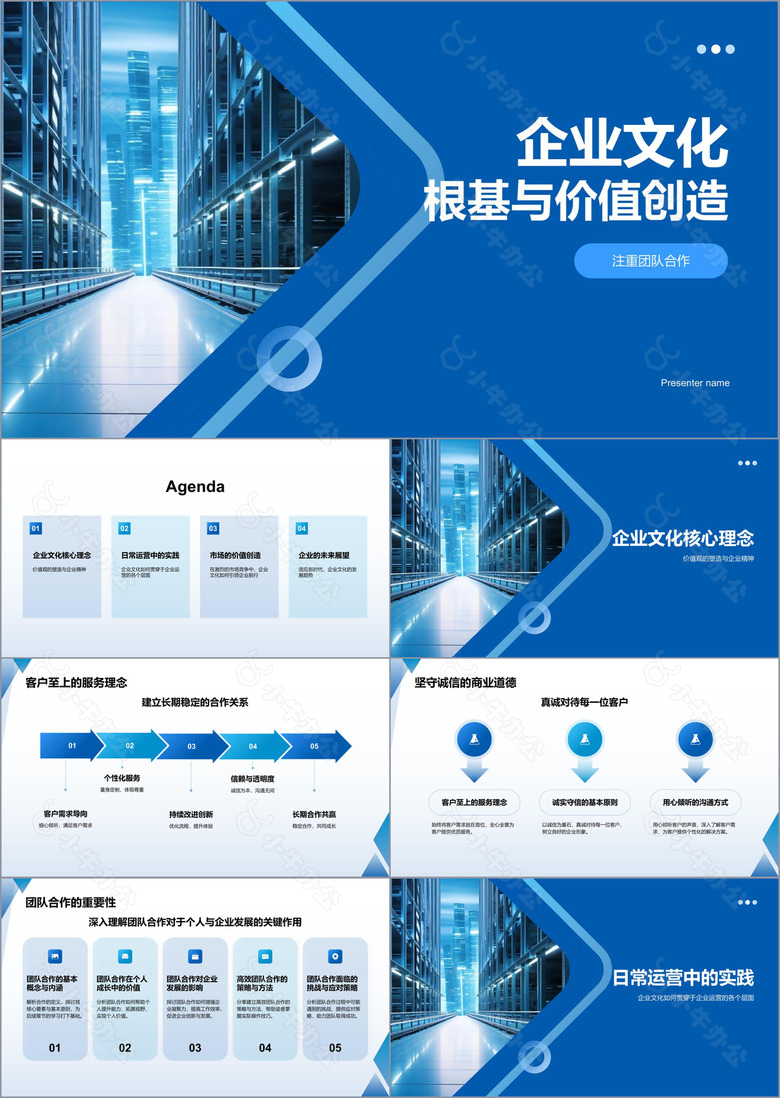 蓝色商务风企业文化宣传PPT模板