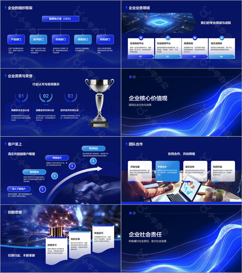 蓝色科技风互联网公司企业文化宣传PPT模板no.2
