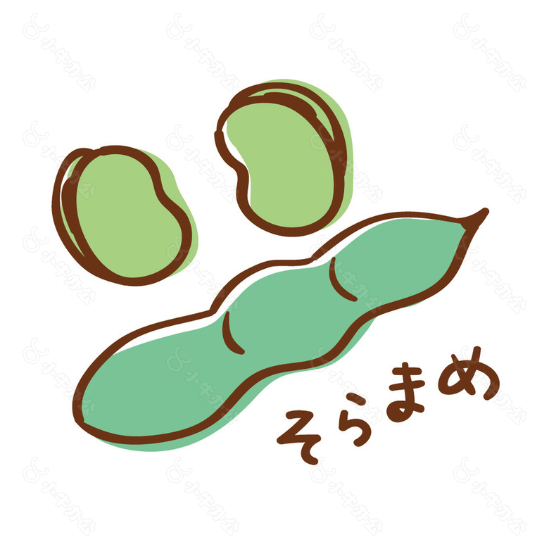 日式蚕豆蔬菜插画