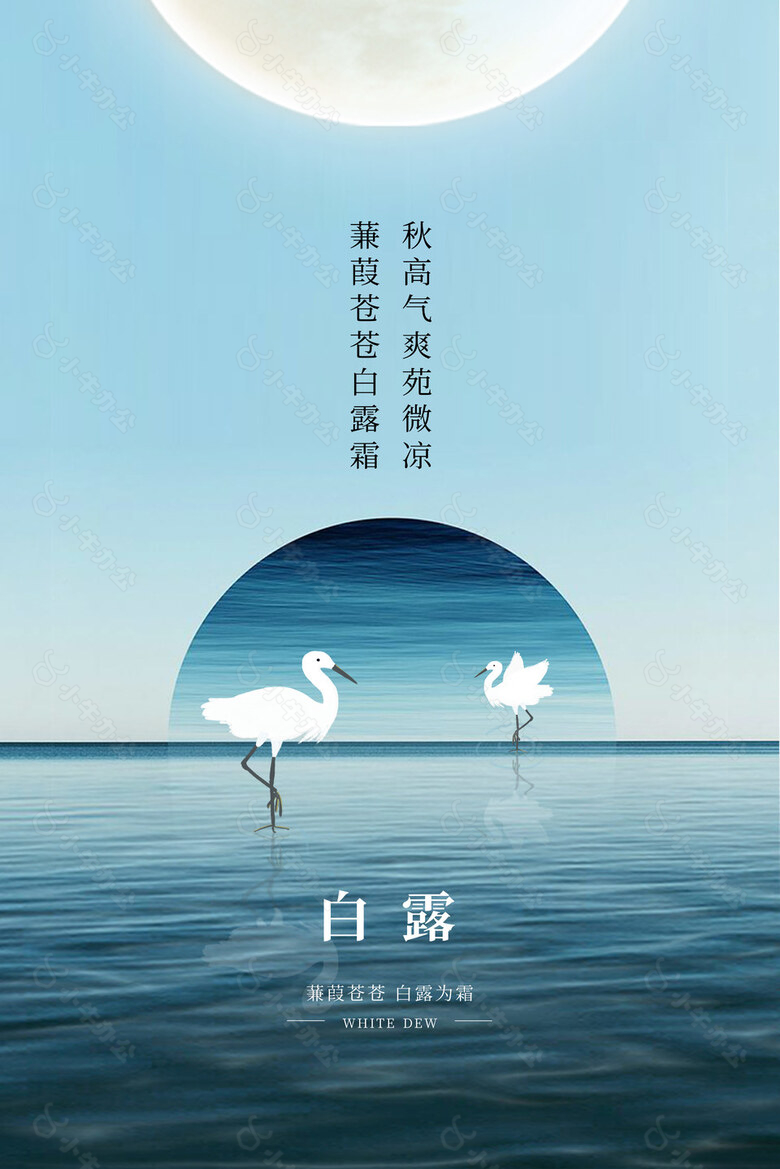 白露蒹葭质感创意海报素材