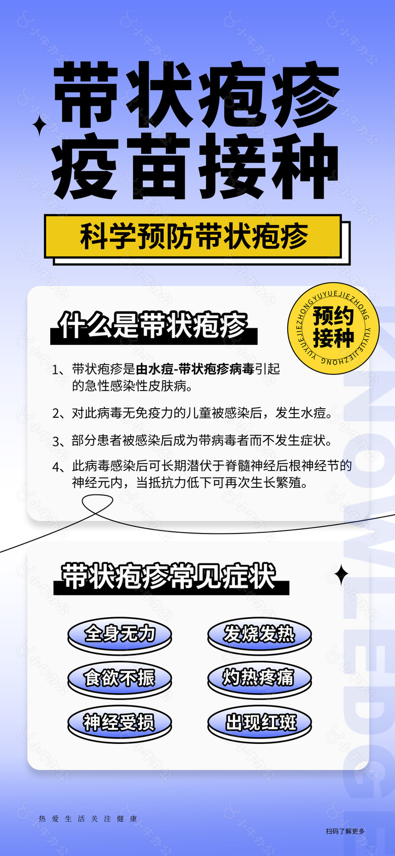 带状疱疹疫苗接种宣传海报模版设计