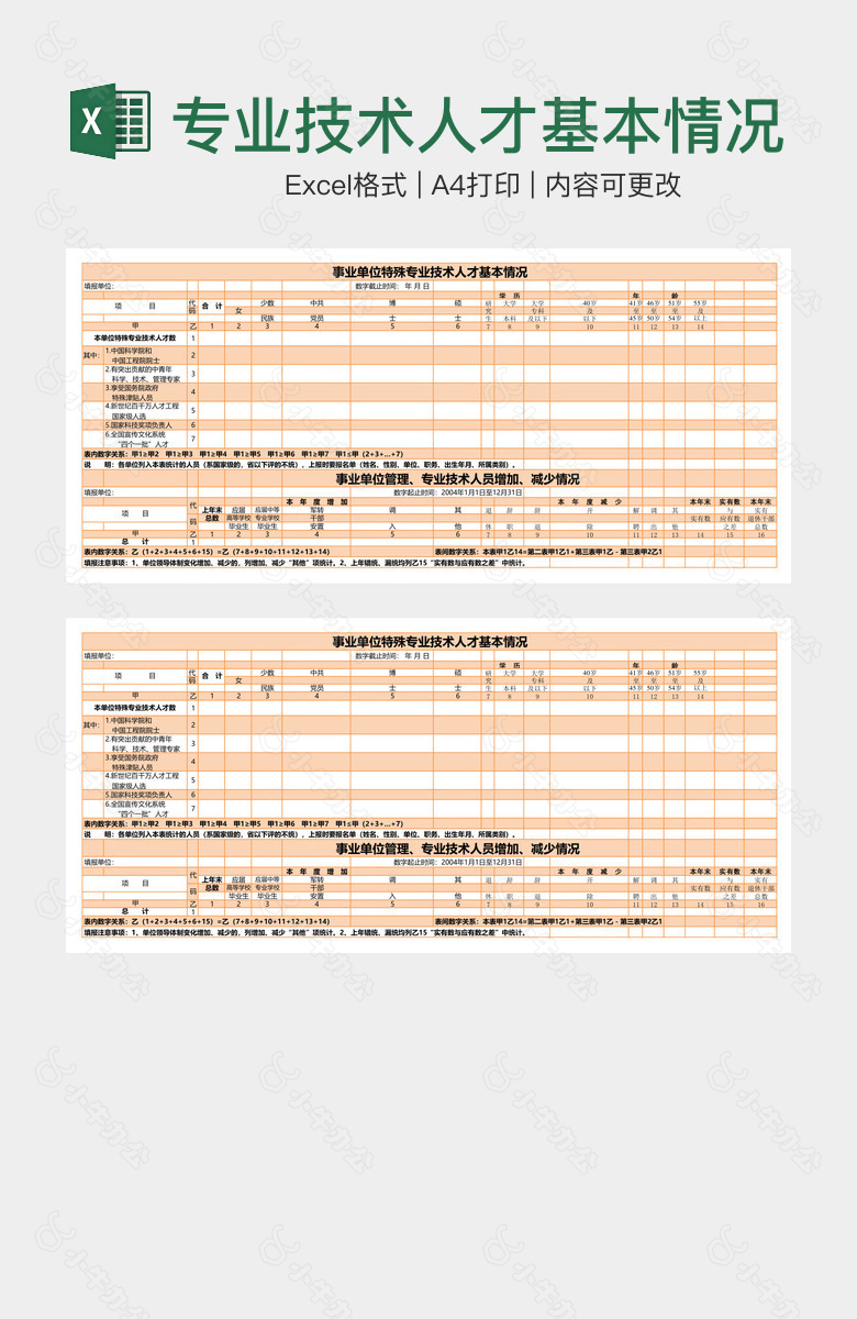 专业技术人才基本情况表