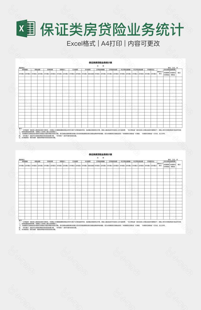保证类房贷险业务统计表