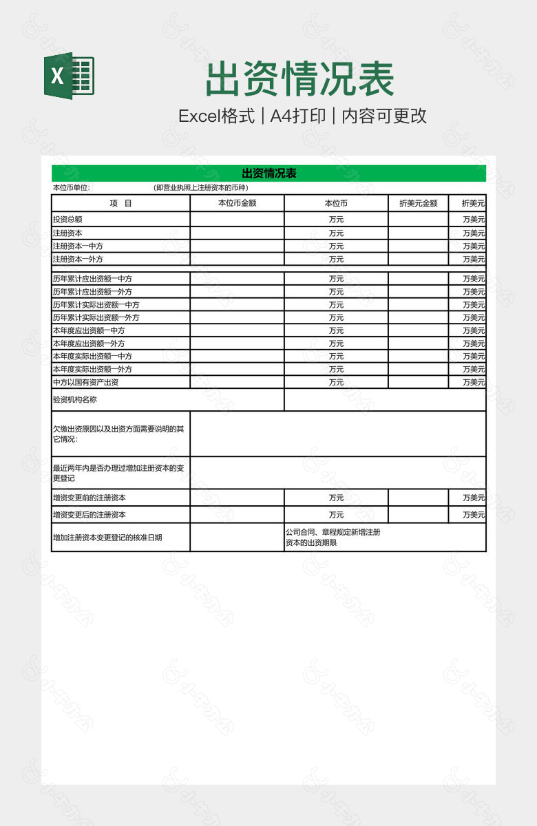 出资情况表