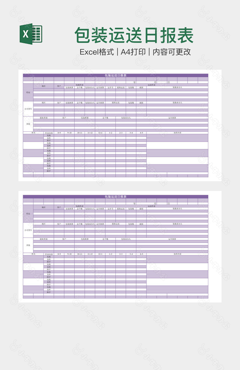 包装运送日报表