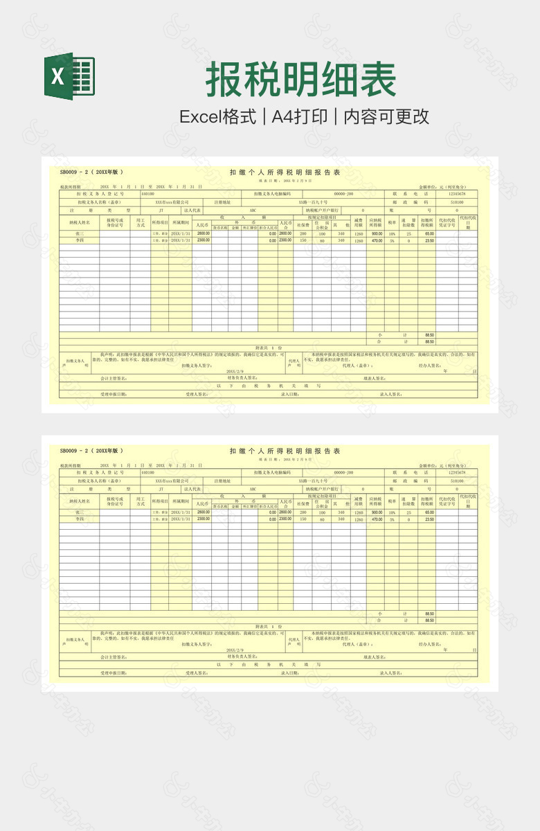 报税明细表
