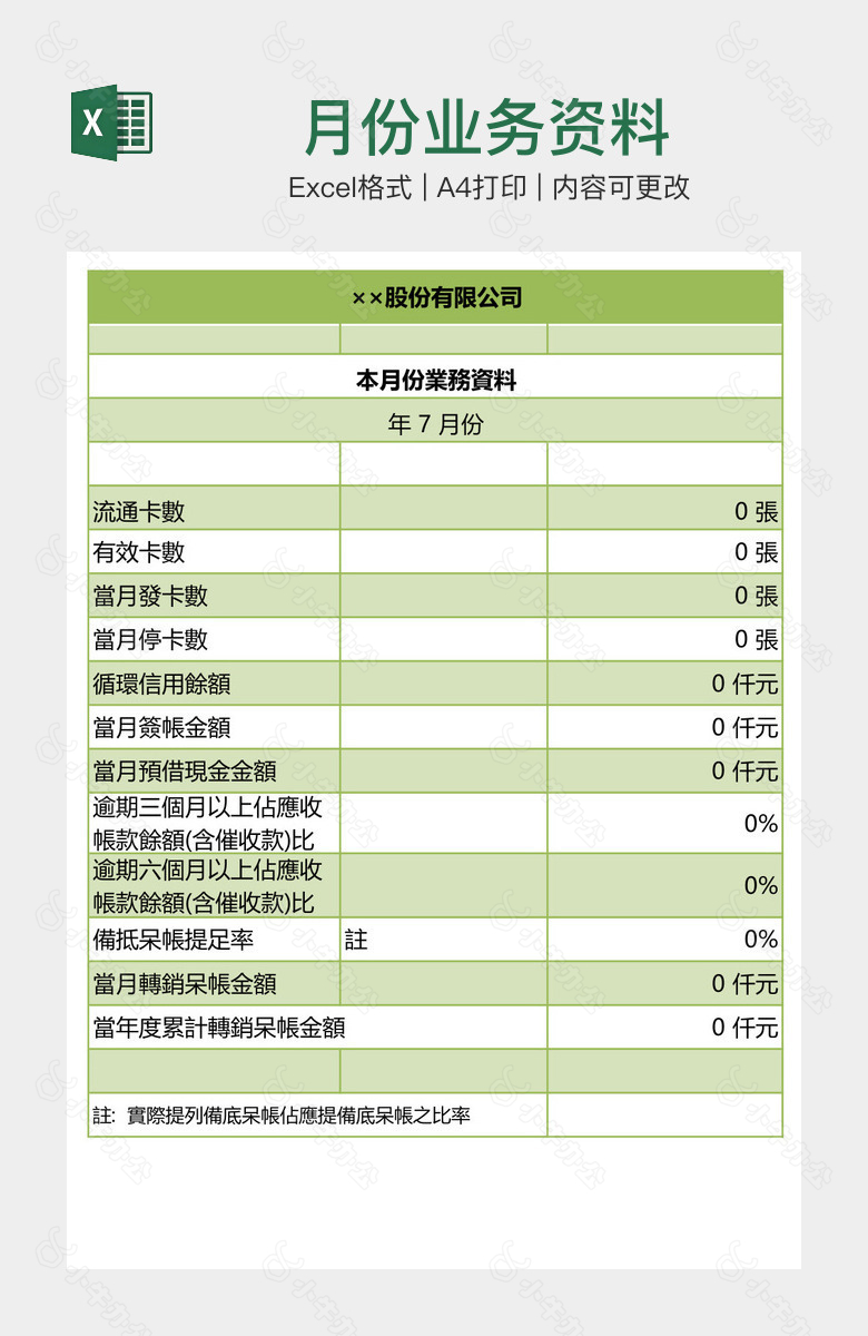 月份业务资料