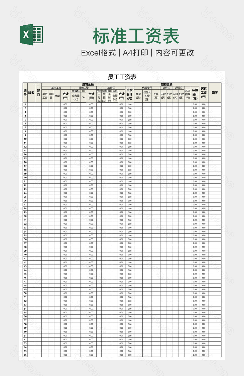 标准工资表