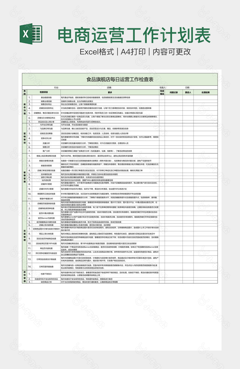 电商运营工作计划表