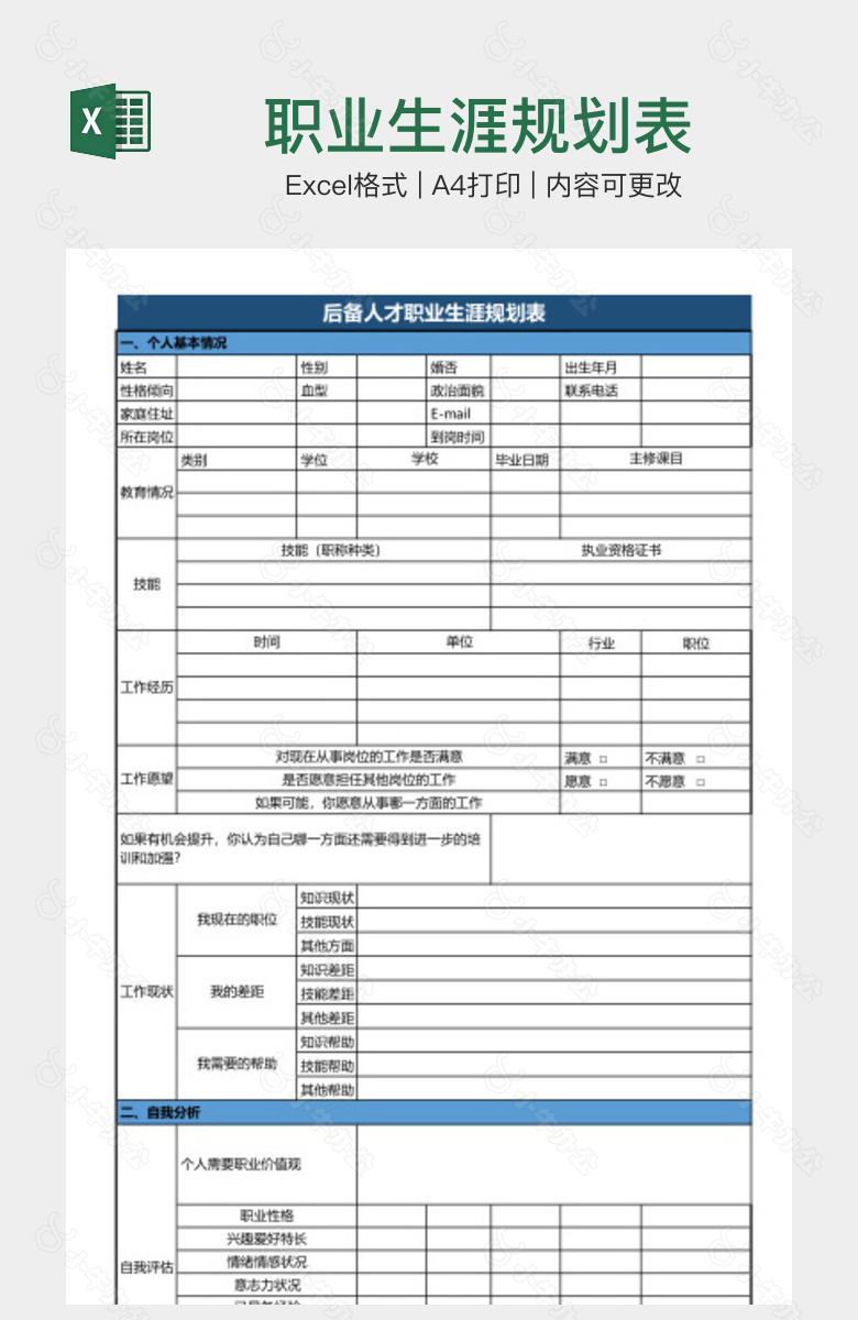 职业生涯规划表