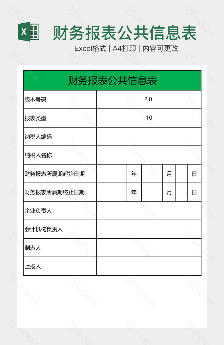 财务报表公共信息表