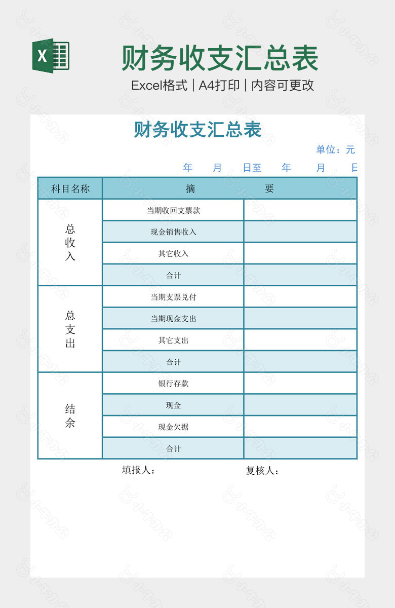 财务收支汇总表