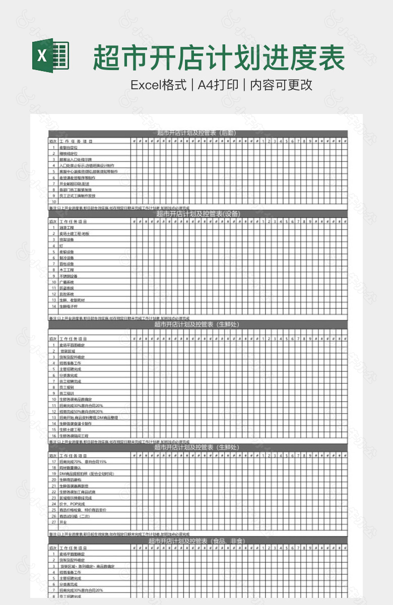 超市开店计划进度表