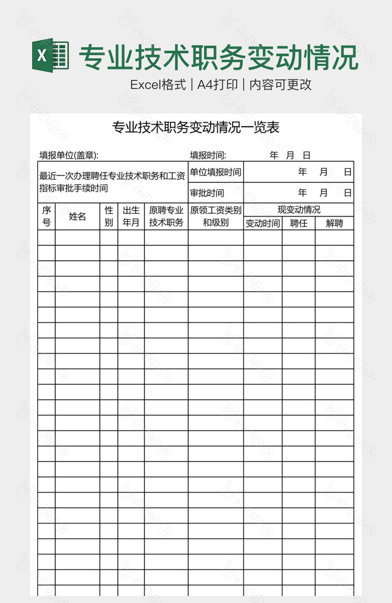 专业技术职务变动情况一览表