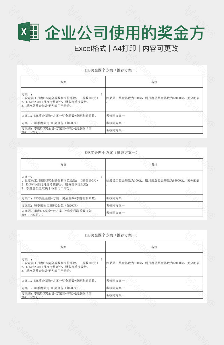 企业公司使用的奖金方案