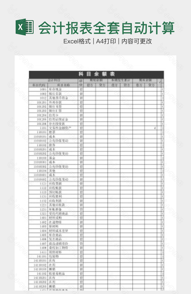 会计报表全套自动计算