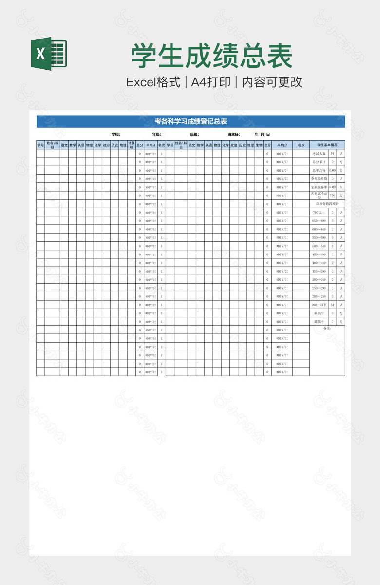 学生成绩总表