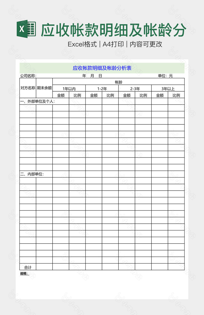 应收帐款明细及帐龄分析