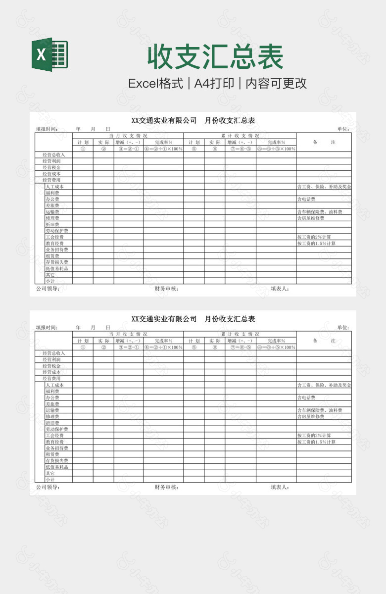 收支汇总表