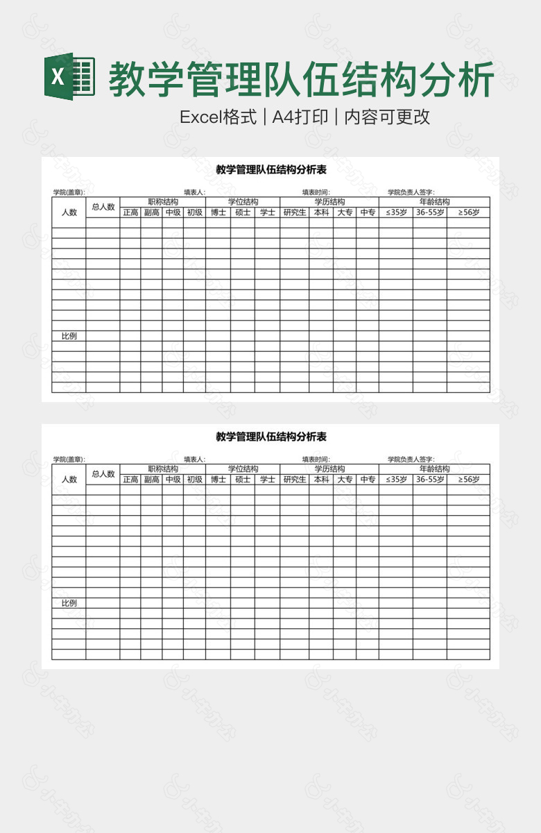 教学管理队伍结构分析表