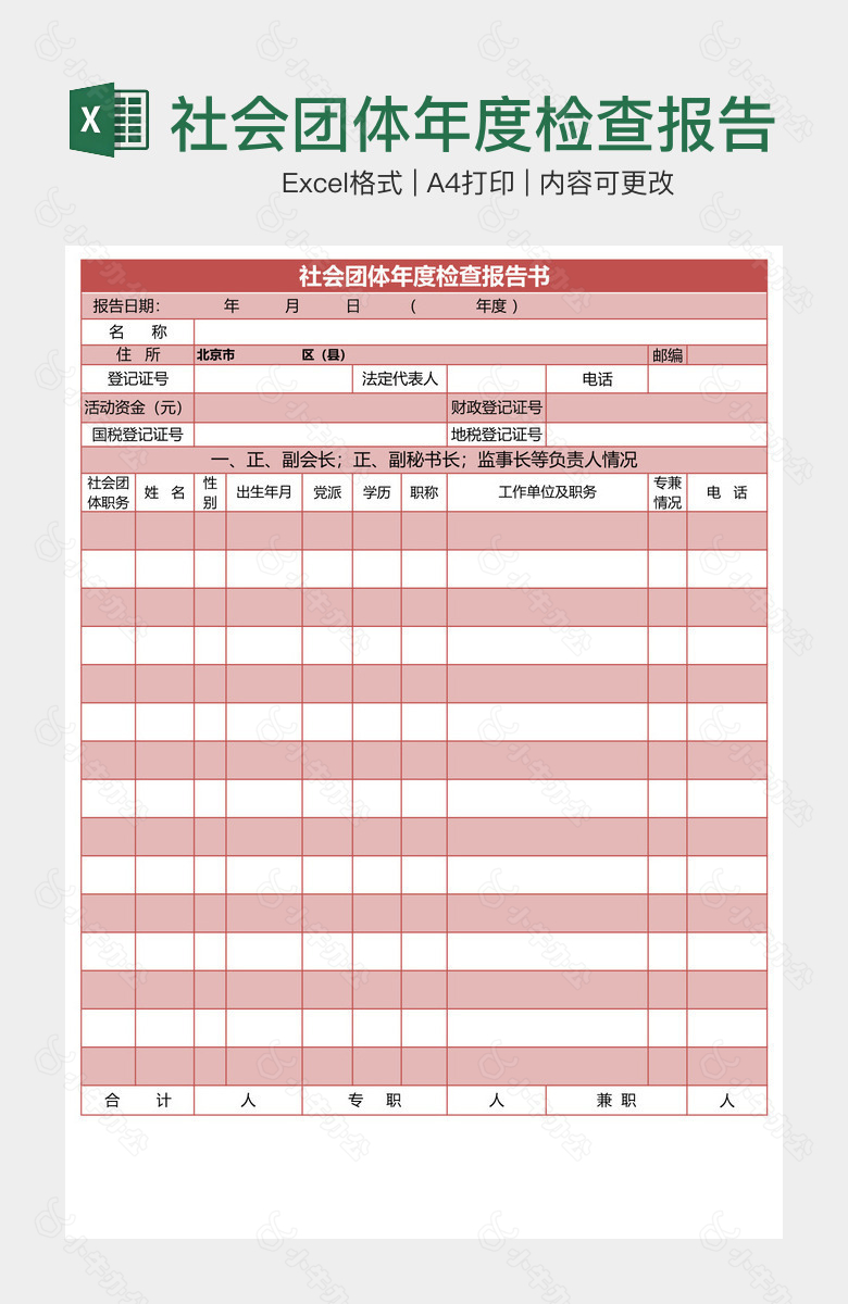 社会团体年度检查报告书