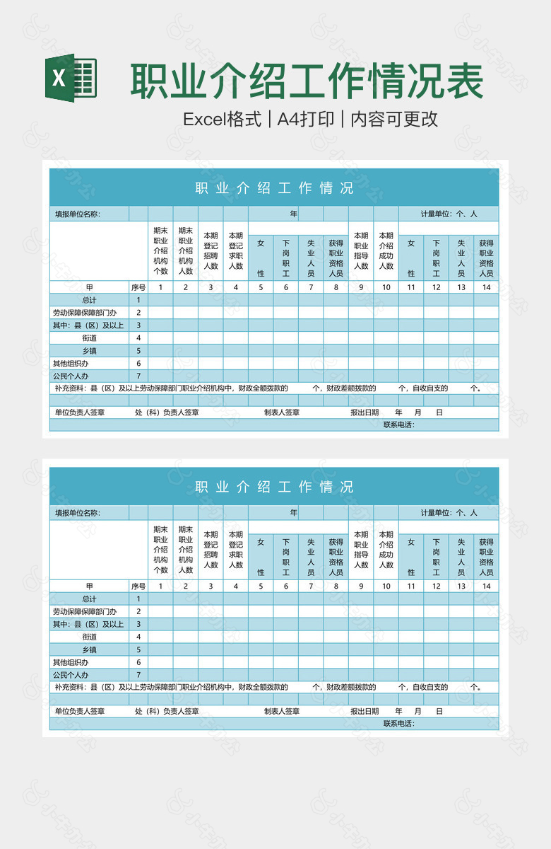 职业介绍工作情况表