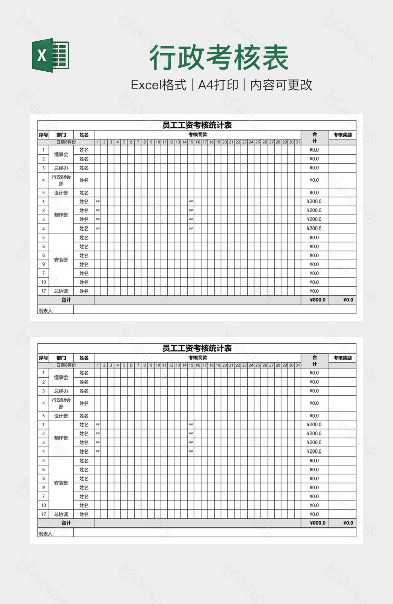 行政考核表