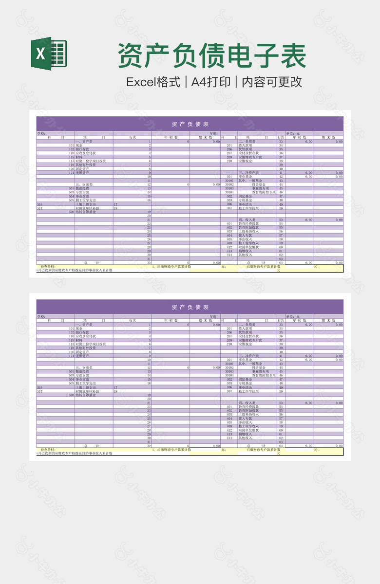 资产负债电子表