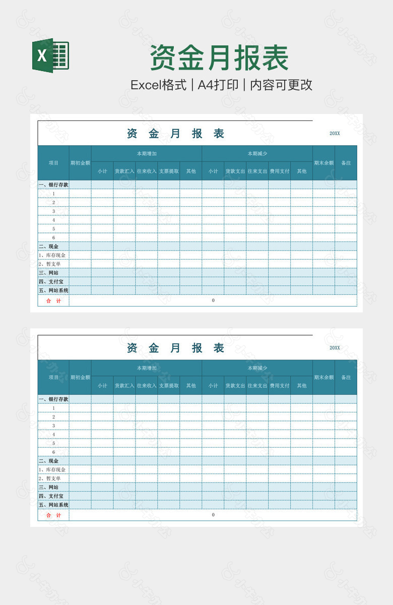 资金月报表