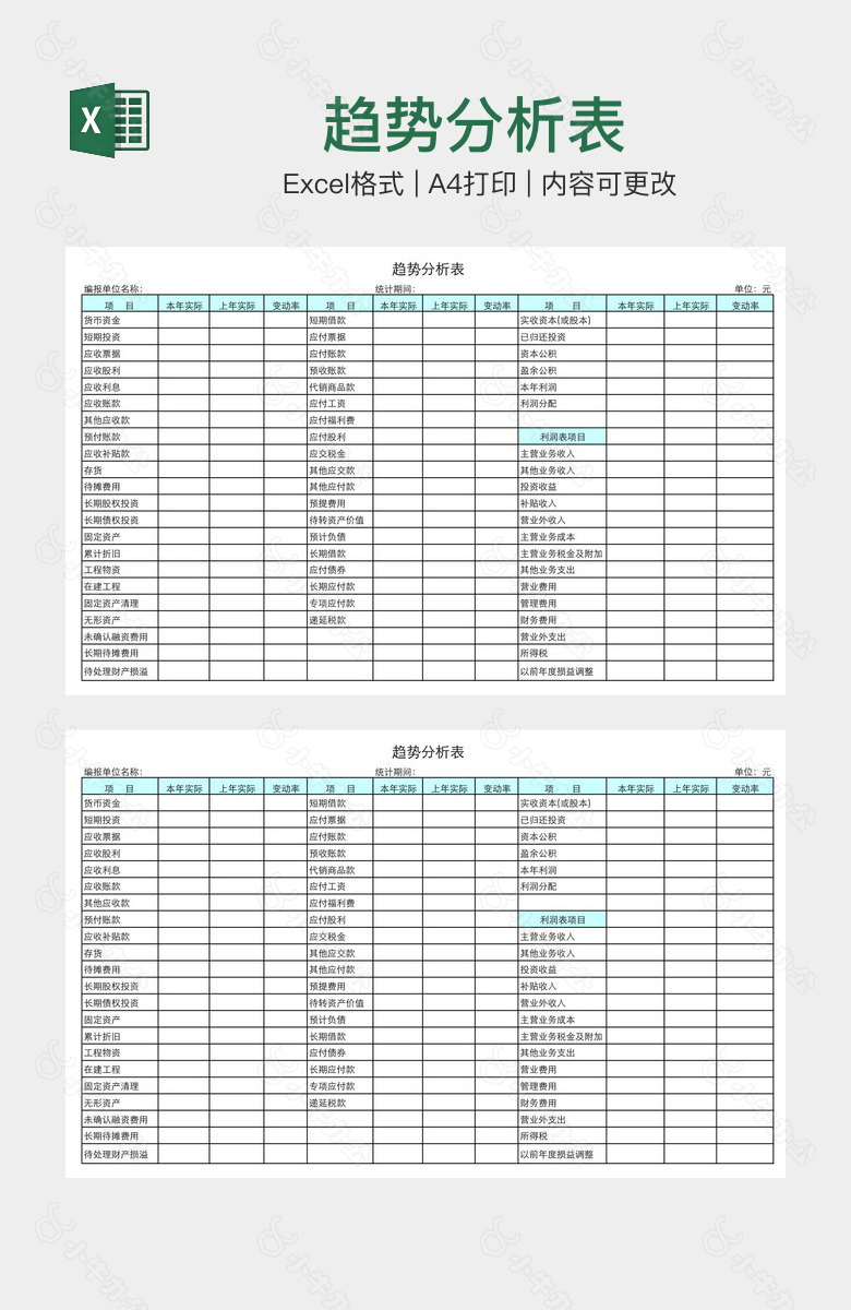 趋势分析表