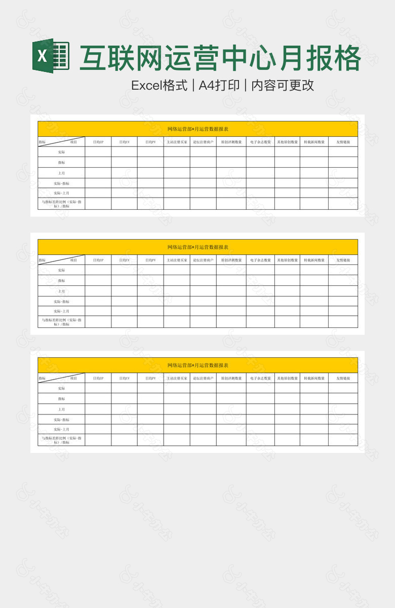 互联网运营中心月报格式