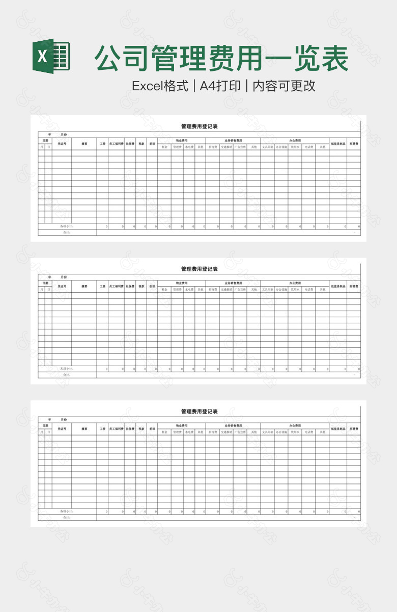 公司管理费用一览表