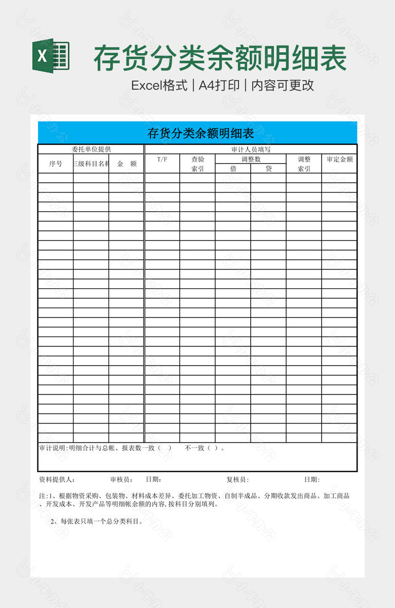 存货分类余额明细表