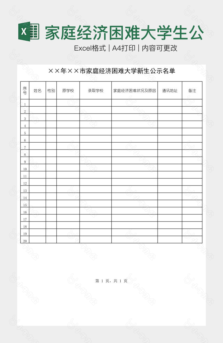 家庭经济困难大学生公示名单