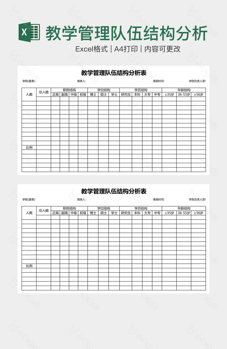 教学管理队伍结构分析表